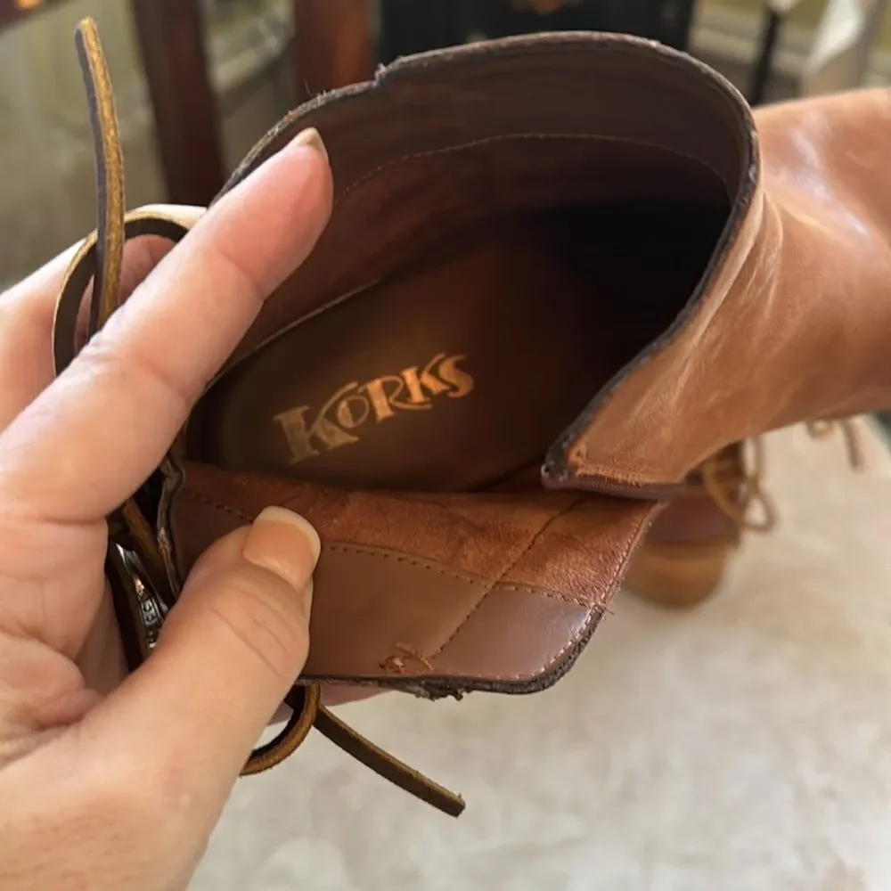 Leather Lace-Up Zip Side KORK’S Ankle Boots Sz 7.5
